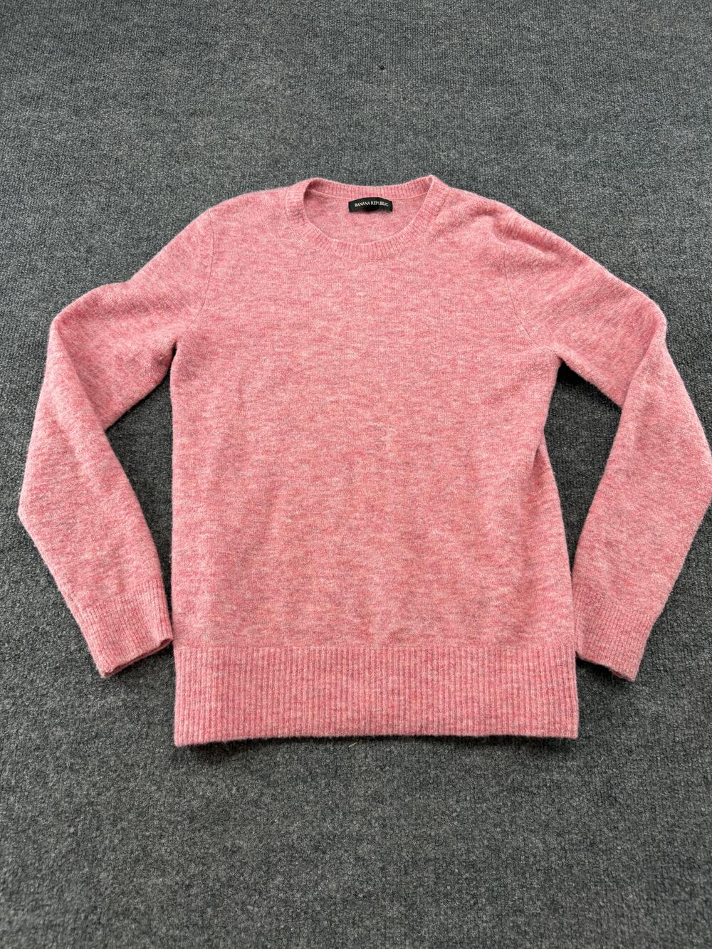 Banana Republic Sweater Womens Small Pink Wool Blend Crew Neck Pullover Knit